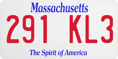 MA license plate 291KL3