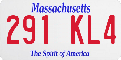 MA license plate 291KL4