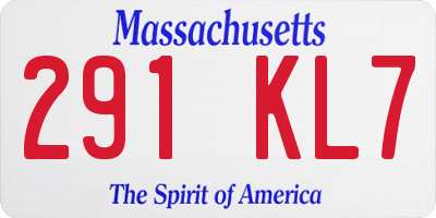 MA license plate 291KL7