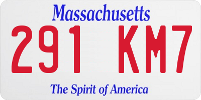 MA license plate 291KM7