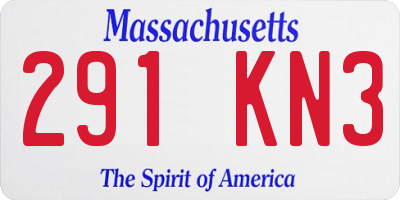 MA license plate 291KN3