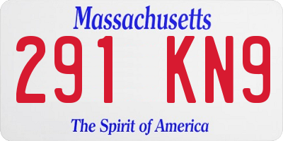 MA license plate 291KN9
