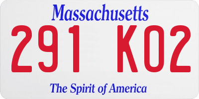 MA license plate 291KO2