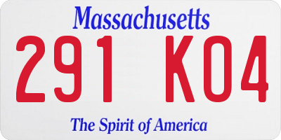 MA license plate 291KO4