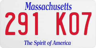 MA license plate 291KO7
