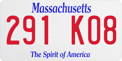 MA license plate 291KO8