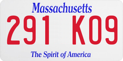 MA license plate 291KO9