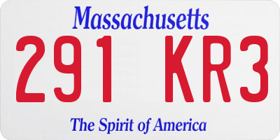MA license plate 291KR3