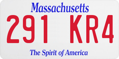 MA license plate 291KR4