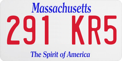 MA license plate 291KR5