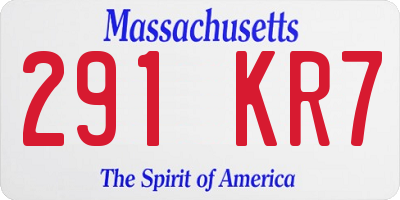 MA license plate 291KR7