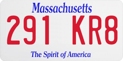 MA license plate 291KR8