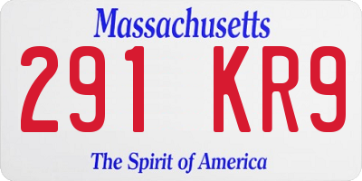 MA license plate 291KR9