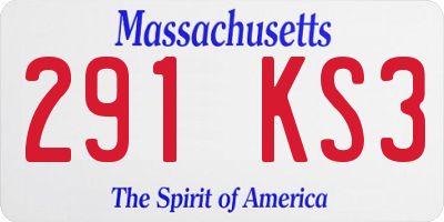 MA license plate 291KS3