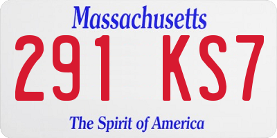 MA license plate 291KS7