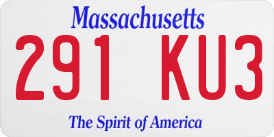 MA license plate 291KU3