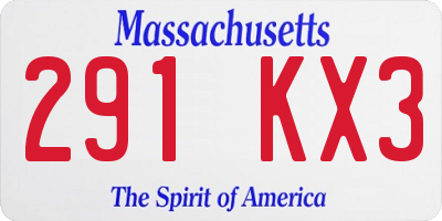 MA license plate 291KX3