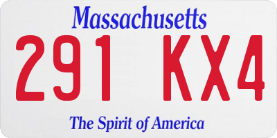 MA license plate 291KX4