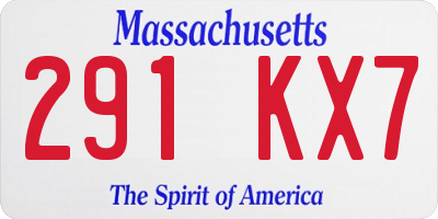 MA license plate 291KX7