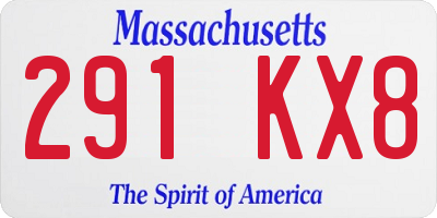 MA license plate 291KX8