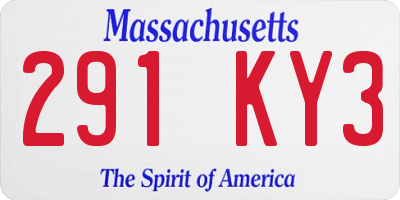 MA license plate 291KY3