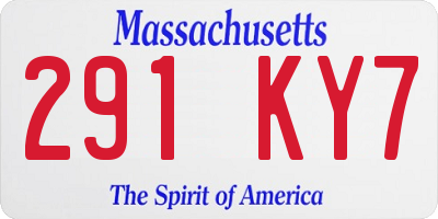 MA license plate 291KY7