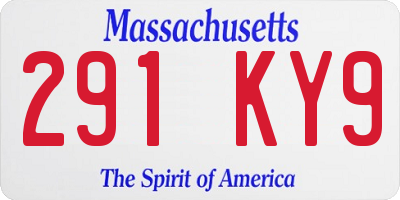 MA license plate 291KY9