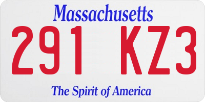 MA license plate 291KZ3