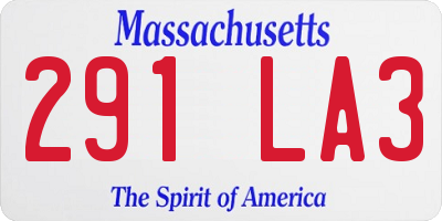 MA license plate 291LA3