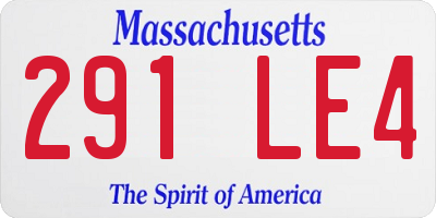 MA license plate 291LE4