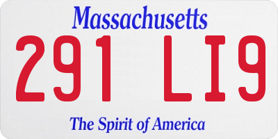 MA license plate 291LI9