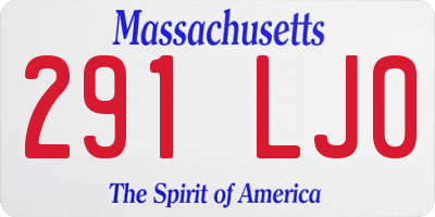 MA license plate 291LJ0