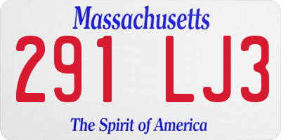 MA license plate 291LJ3