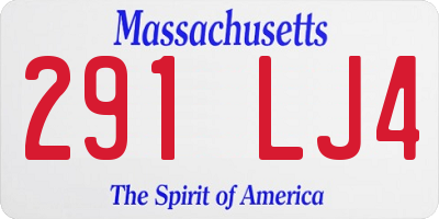 MA license plate 291LJ4