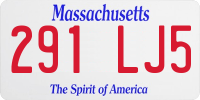 MA license plate 291LJ5
