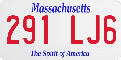 MA license plate 291LJ6