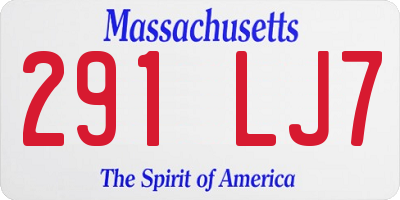 MA license plate 291LJ7