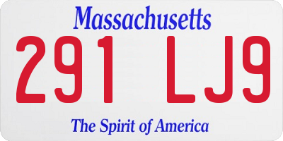 MA license plate 291LJ9