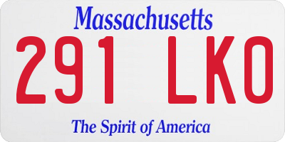 MA license plate 291LK0