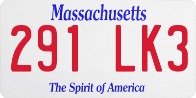 MA license plate 291LK3