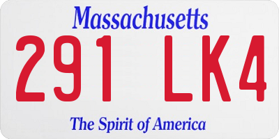 MA license plate 291LK4