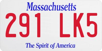 MA license plate 291LK5