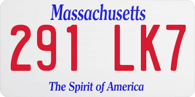 MA license plate 291LK7