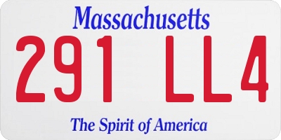 MA license plate 291LL4