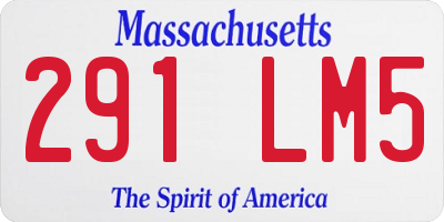 MA license plate 291LM5