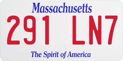 MA license plate 291LN7