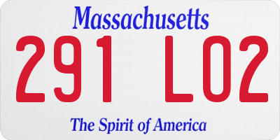 MA license plate 291LO2