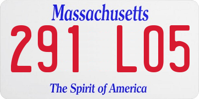 MA license plate 291LO5