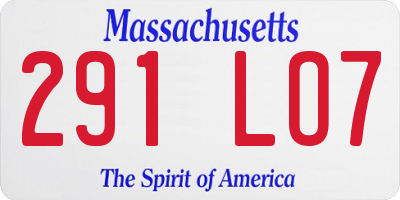 MA license plate 291LO7