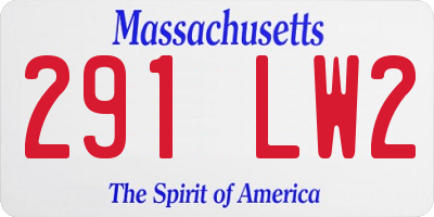 MA license plate 291LW2